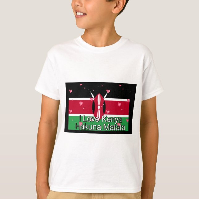 I Kärlek Kenya och "Hakuna Matata" Art Print T-shirt (Framsida)