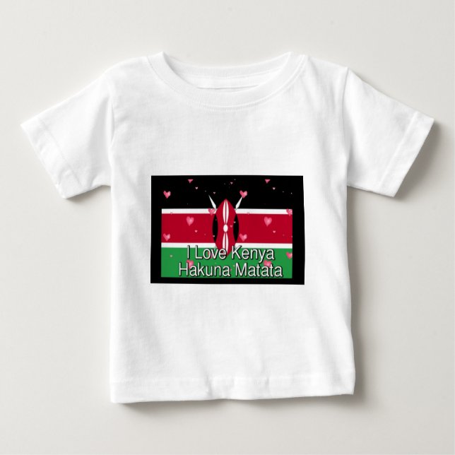 I Kärlek Kenya och "Hakuna Matata" Art Print Tee Shirt (Framsida)