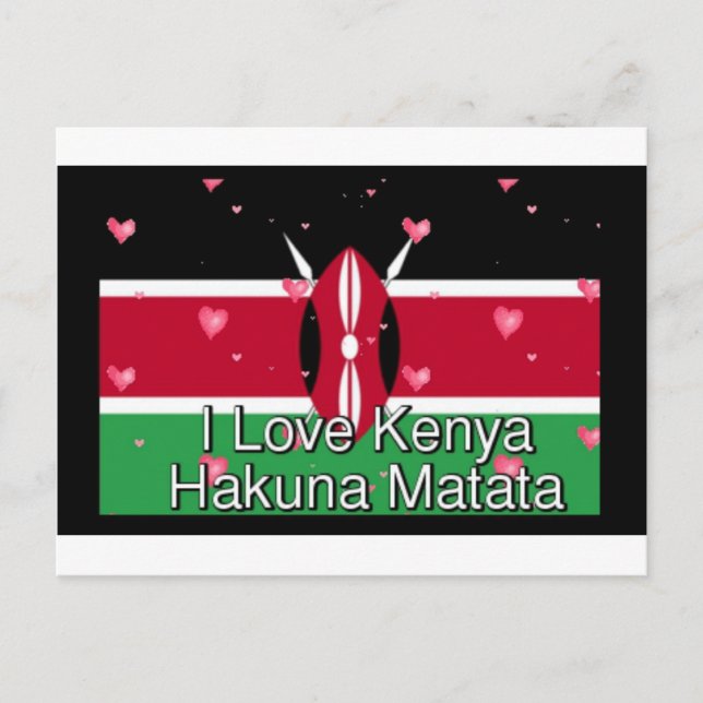 I Kärlek Kenya och "Hakuna Matata" Art Print Vykort (Framsida)