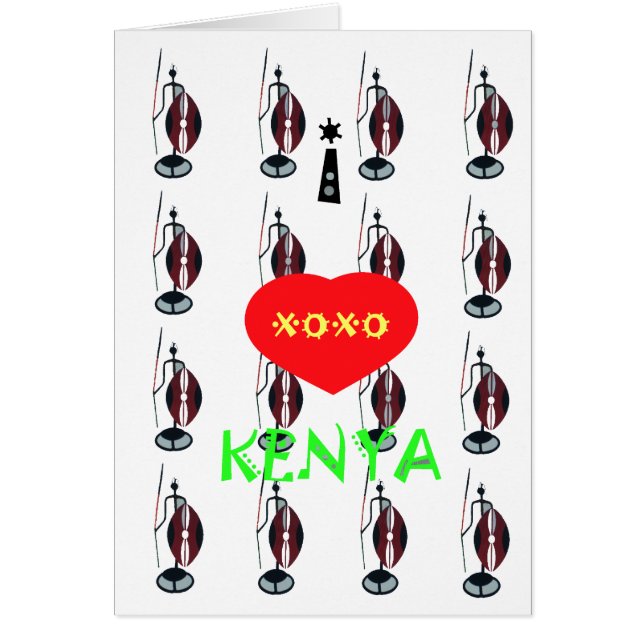 I Kärlek Kenya XOXO Hälsningskort (Framsidan)