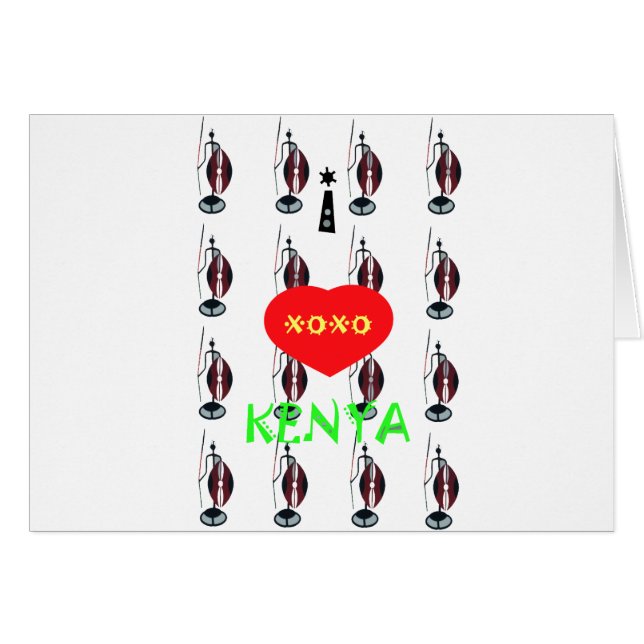 I Kärlek Kenya XOXO Hälsningskort (Framsidan Horizontal)