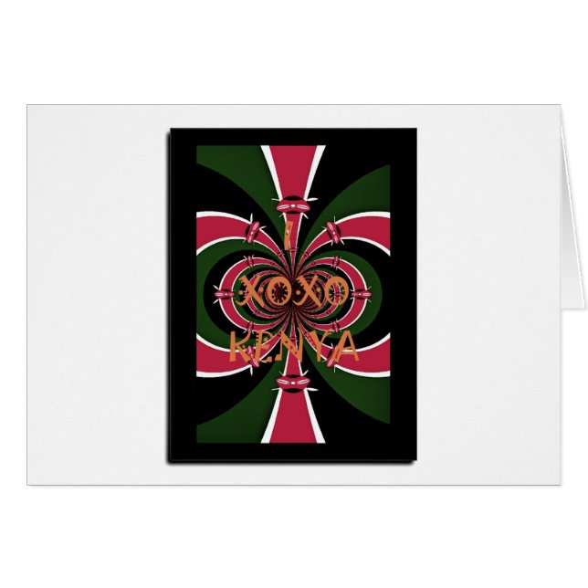 I Kärlek Kenya XOXO National Flagga Färg Hälsningskort (Framsidan Horizontal)