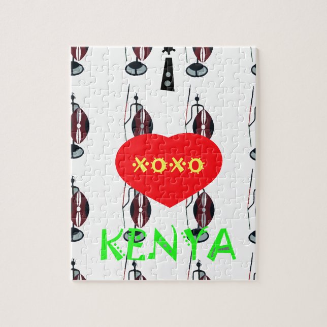 I Kärlek Kenya XOXO Pussel (Vertikal)
