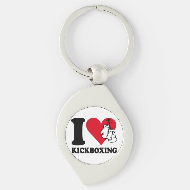 I kärlek kickboxing swirl silverfärgad nyckelring (Framsidan)