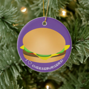 I Kärlek Kiddie Cheeseburgers Julgransprydnad Keramik