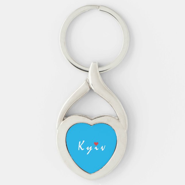 I kärlek Kiev Twisted Heart Silverfärgad Nyckelring (Framsidan)