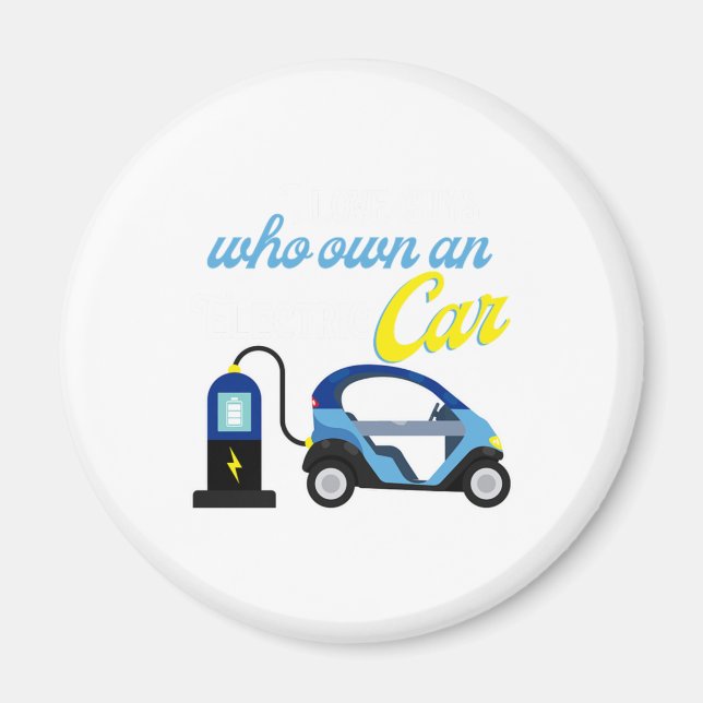 I Kärlek Killar Electric Car Automobile Fordon Gif Magnet (Framsidan)