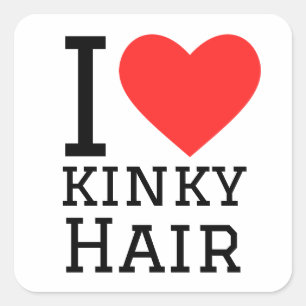 I kärlek kinky-hår fyrkantigt klistermärke