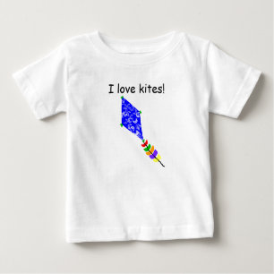 I Kärlek Kites Blue Kite White Crescent Måne Tee Shirt