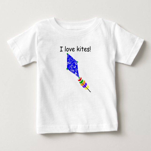 I Kärlek Kites Blue Kite White Crescent Måne Tee Shirt (Framsida)