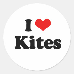 I Kärlek Kites Tshirt Runt Klistermärke