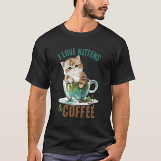 I Kärlek Kittens och kaffekursens design T Shirt