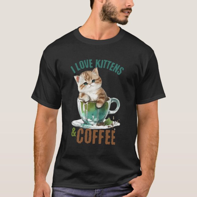 I Kärlek Kittens och kaffekursens design T Shirt (Framsida)