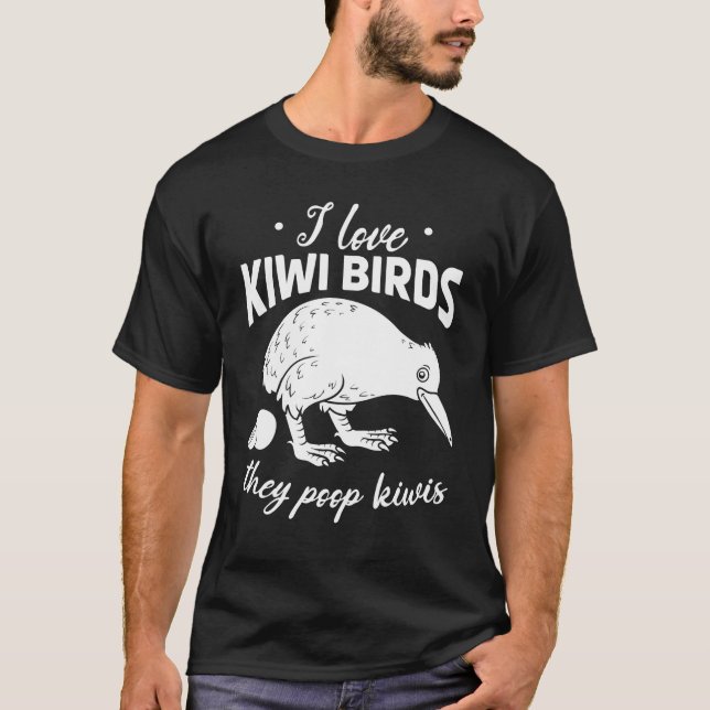 I Kärlek Kiwi Birds de Poop Kiwis Nya Zeeland Kiwi T Shirt (Framsida)