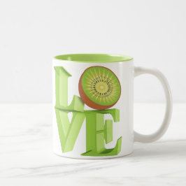 I KÄRLEK KIWI (Kiwi Fruits/Kiwi Berry) Två-Tonad Mugg