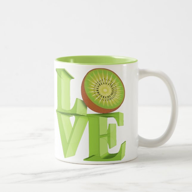I KÄRLEK KIWI (Kiwi Fruits/Kiwi Berry) Två-Tonad Mugg (Höger)