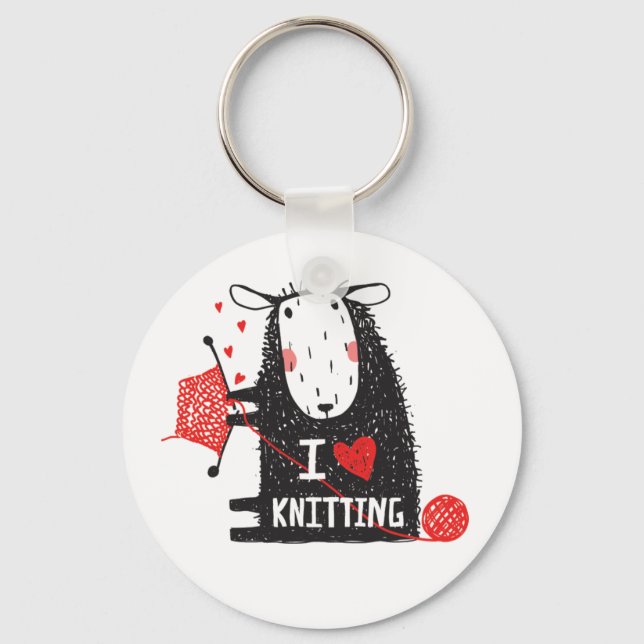 I Kärlek Knitting Keychain Nyckelring (Framsida)
