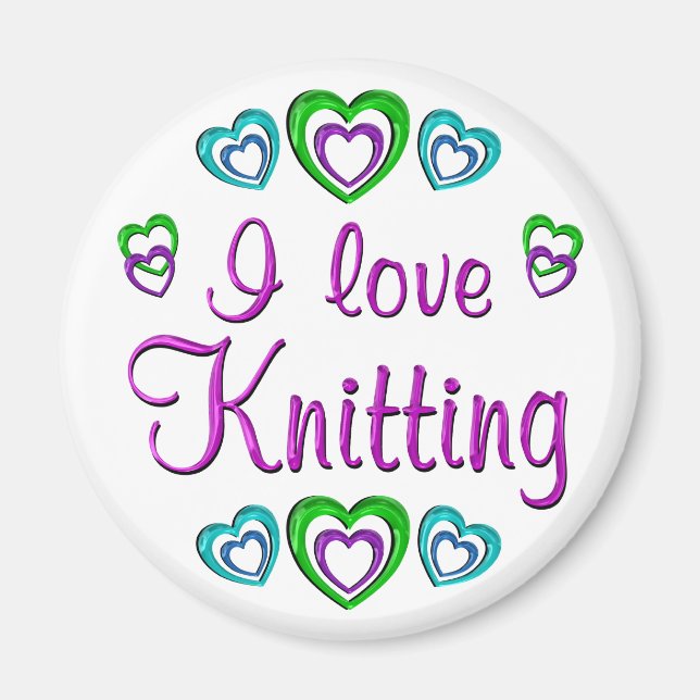 I Kärlek Knitting Magnet (Framsidan)