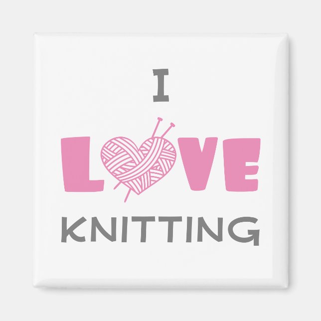 I Kärlek Knitting Magnet (Framsidan)