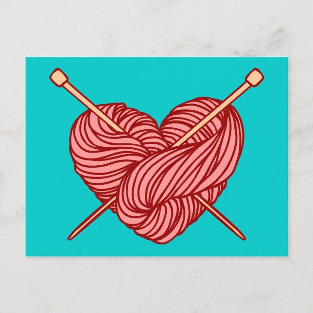 I Kärlek Knitting Vykort (Framsida)