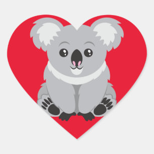 I Kärlek Koala Bears Hjärtformat Klistermärke