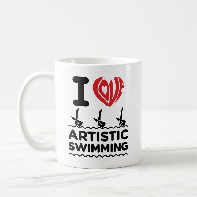 I Kärlek konstsimming Synchro Swimmer Kaffemugg (Vänster)