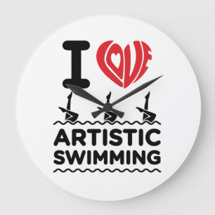I Kärlek konstsimming Synchro Swimmer Stor Klocka
