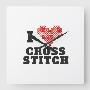 I Kärlek Kor Stitch Fyrkantig Klocka