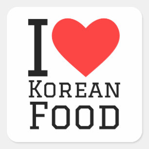 I kärlek koreansk mat fyrkantigt klistermärke