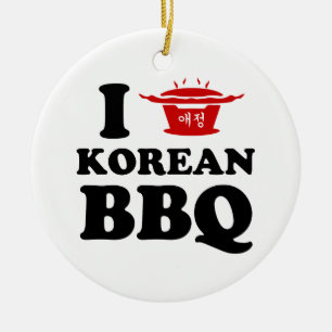 I Kärlek koreanska BBQ (고 기 구 이) Julgransprydnad Keramik