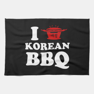 I Kärlek koreanska BBQ (고 기 구 이) Kökshandduk