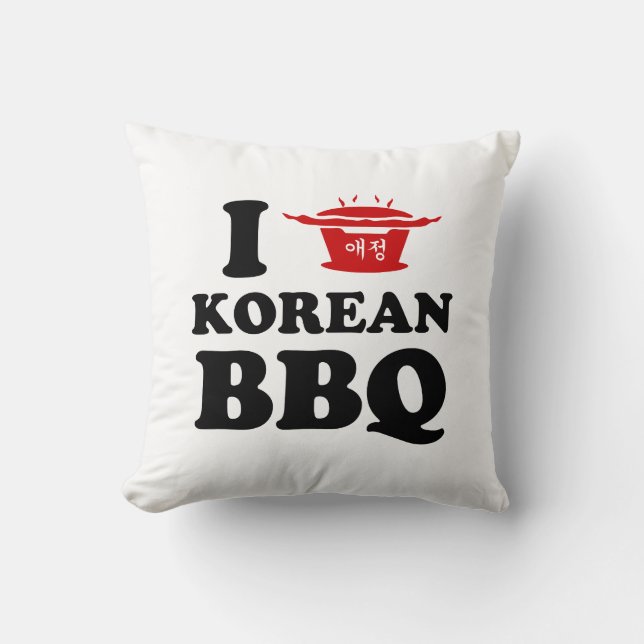I Kärlek koreanska BBQ (고 기 구 이) Kudde (Framsida)