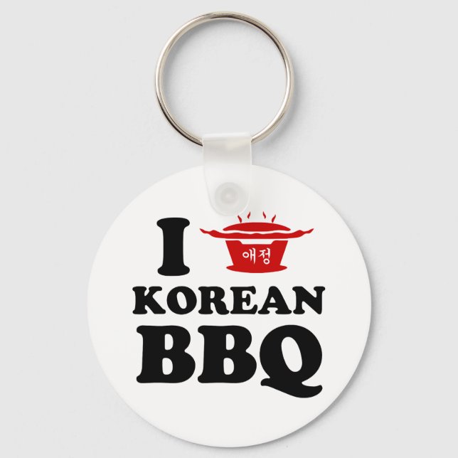 I Kärlek koreanska BBQ (고 기 구 이) Nyckelring (Framsida)