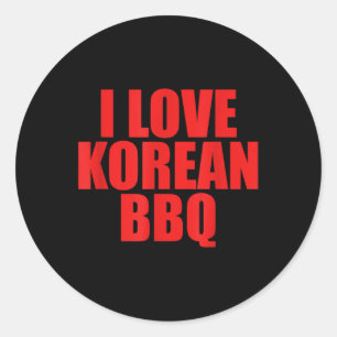 I Kärlek koreanska Bbq Asian Traditional Foodie Cu Runt Klistermärke