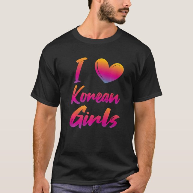 I Kärlek koreanska flickor T Shirt (Framsida)