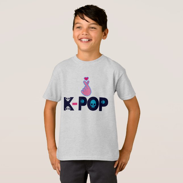 ♥ I Kärlek KPop KoreaStil-Finger Tröja (Hel framsida)