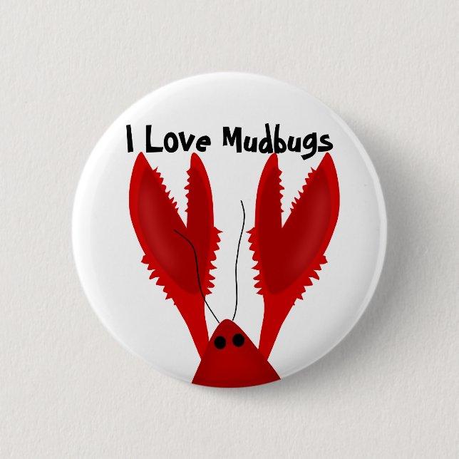 I Kärlek Kräftor Mudbugs-knapp Knapp (Framsida)