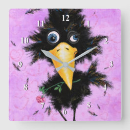 I Kärlek Kråka - gentleman - Add your Text / Namn Fyrkantig Klocka