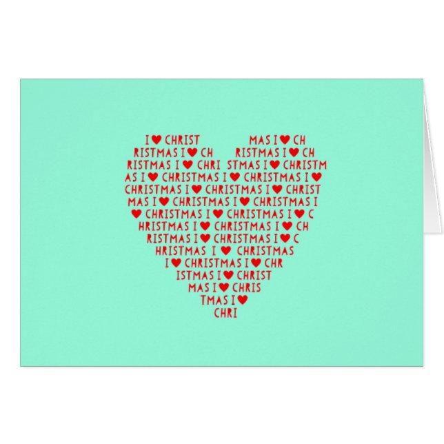I Kärlek Kristus jul - Helgdagar Red Heart Text Hälsningskort (Framsidan Horizontal)