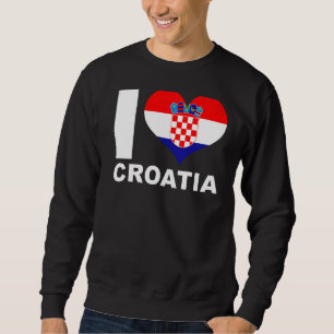 I Kärlek Kroatien Heart Flagga Kroatien Lång Ärmad Tröja