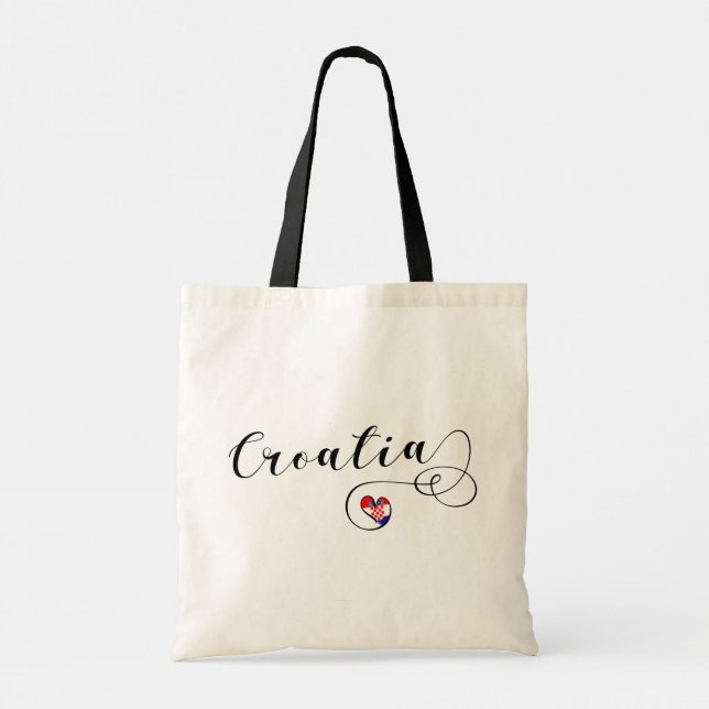 I Kärlek Kroatien, Heart, Kroatiens Tote Bag Tygkasse (Baksida)