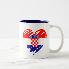 I Kärlek Kroatien - Kroatiens Flagga Heart Två-Tonad Mugg