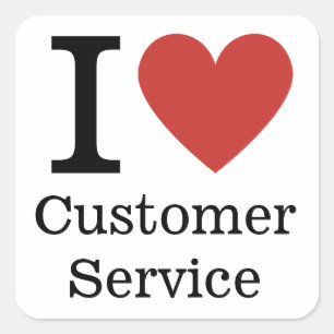I ❤️ Kärlek Kundservice STICKER Fyrkantigt Klistermärke