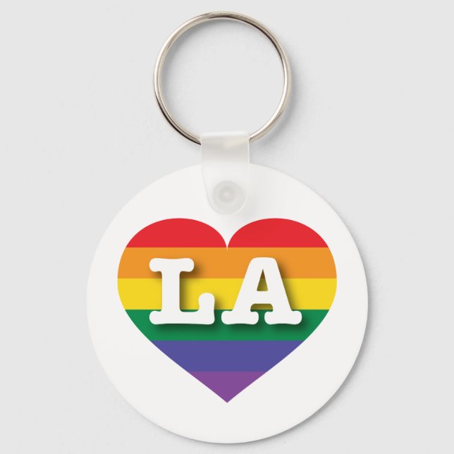 I kärlek LA Gay pride Rainbow Heart Nyckelring (Framsida)