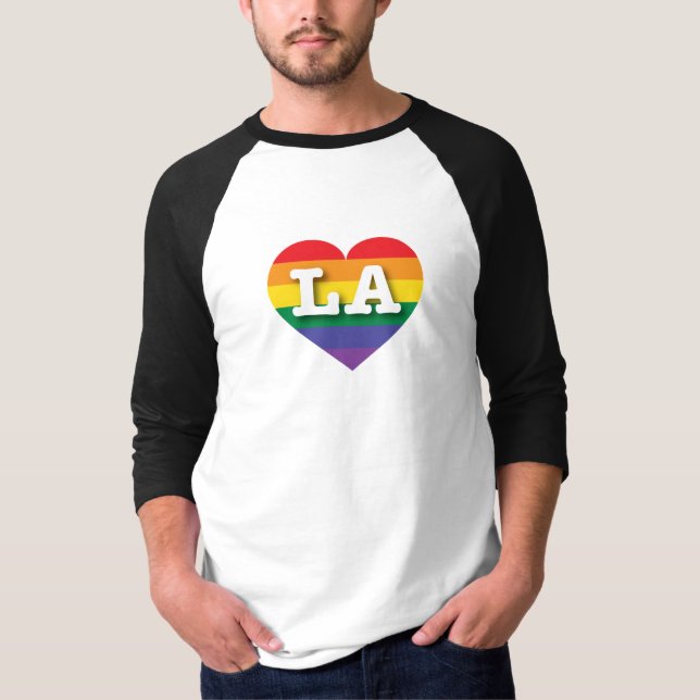 I Kärlek LA Rainbow Heart T Shirt (Framsida)