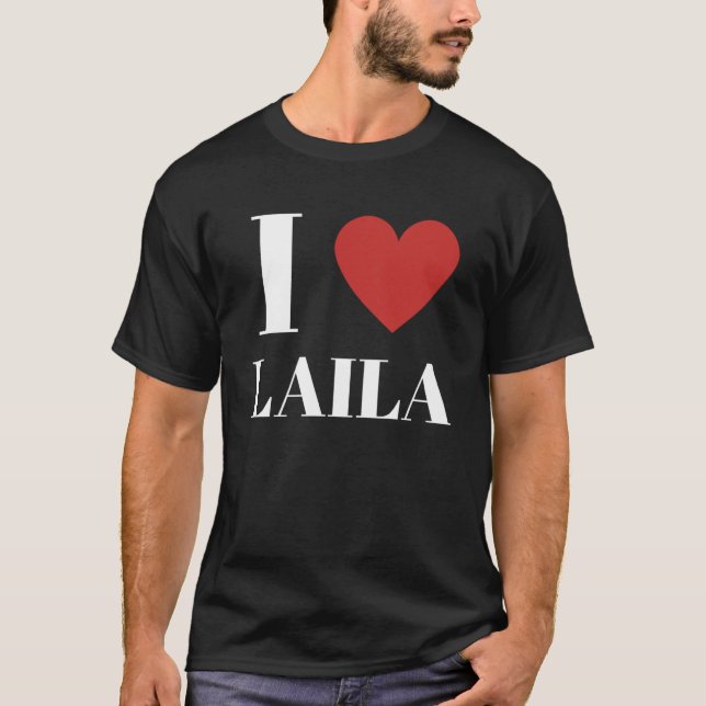 I Kärlek LAILA Heart Family T Shirt (Framsida)