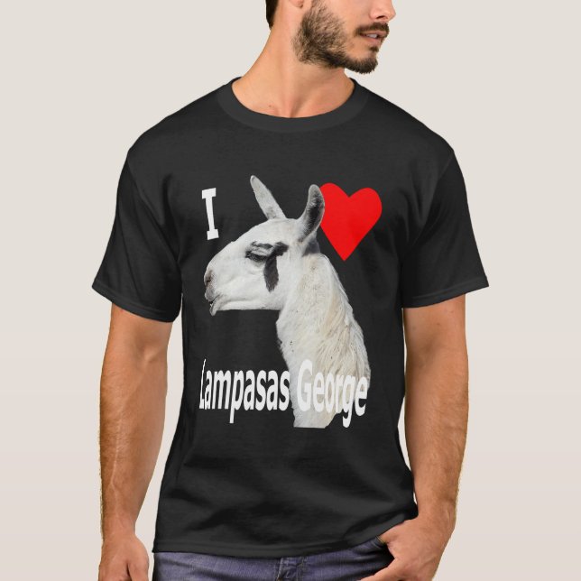 I kärlek Lampasas George Llama white brev T Shirt (Framsida)