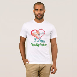 I Kärlek Land Music - Heart- och Guitar Design T Shirt