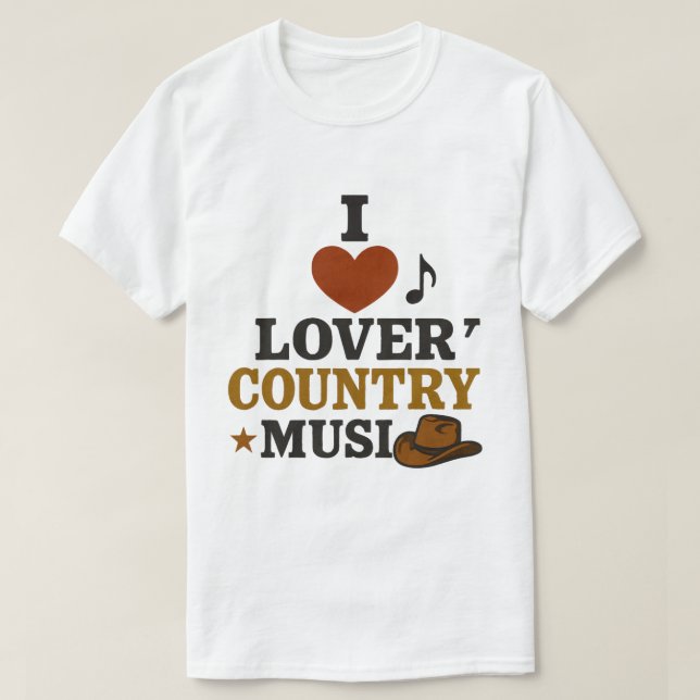 I Kärlek Land Music vit t-shirt (Design framsida)