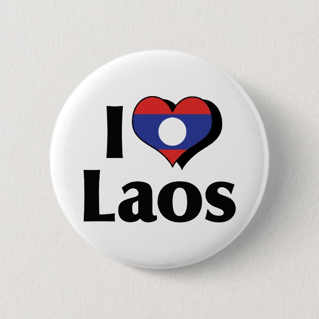 I Kärlek Laos Flagga Knapp (Framsida)